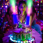 pelreame 55 Pcs LED Foam Glow Sticks Bulk, Foam Light Up Sticks 3 Modes of Color Flashing,Glow in The Dark Party Supplies for Birthday,Wedding,Raves,Carnival,New Year,Concert,Halloween Christmas