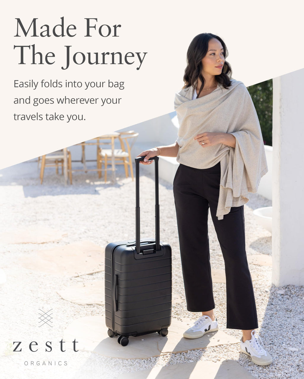 zestt Dreamsoft Travel Scarf, Wrap and Shawl, Organic Cotton, Birch