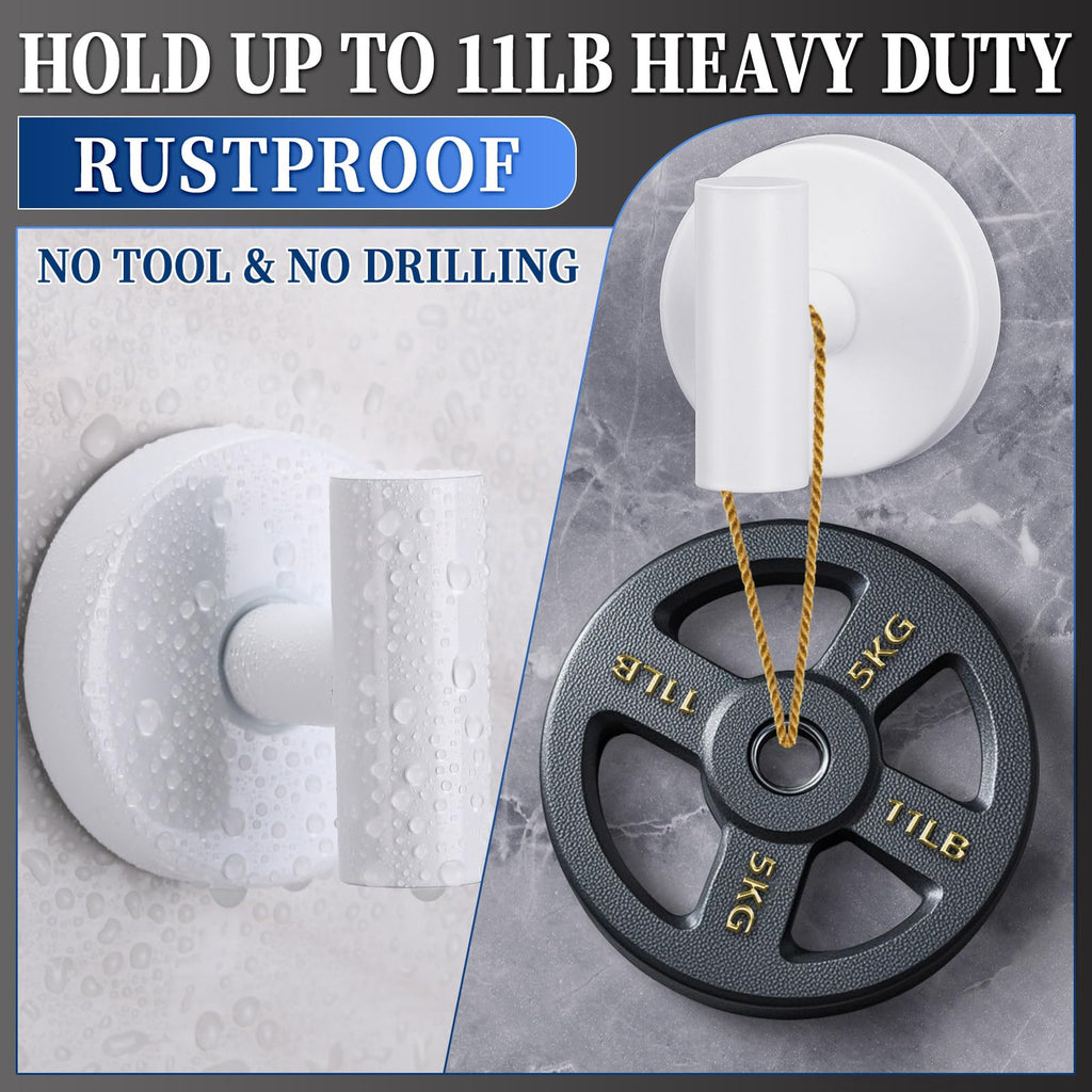 warlve Heavy Duty Reusable Suction Cup Hooks for Shower - No Drill Bathroom/Glass/Mirror/Tiles & Metal Surfaces,and Smooth Non-Porous Surfaces for Towels, Robes, Loofahs (4, White)