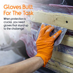 Inspire Heavy Duty Orange Nitrile Gloves | ULTRA 8 Mil Diamond Textured Grip | Industrial Mechanic Disposable Cleaning Gloves (1000, XXL)