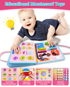 Exorany Busy Board Montessori Toys for Toddler Girl & Boy Birthday Gifts, Busy Book Learning Sensory Toys for Toddlers, Toddler Travel Toy Educational Activities Learn Fine Motor Skills