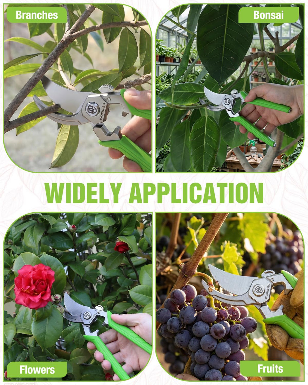 WORKPRO 8.5" Bypass Pruning Shears, Professional Forged Garden Shears