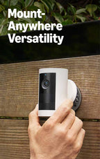 Ring Outdoor Cam Plus, Plug-In (newest model), Home or business security, Wide-Angle 2K Video with Ring Vision, Low-Light Sight for full-color night vision, Mount-Anywhere Versatility, White