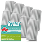 8 Pack Damp Dusting Sponge Duster, Grey Dust Cleaning Sponge, Reusable Household Cleaning Sponge Tool for Blinds, floorboards, Fan Blades, Vents, Glass, Railings, Mirrors