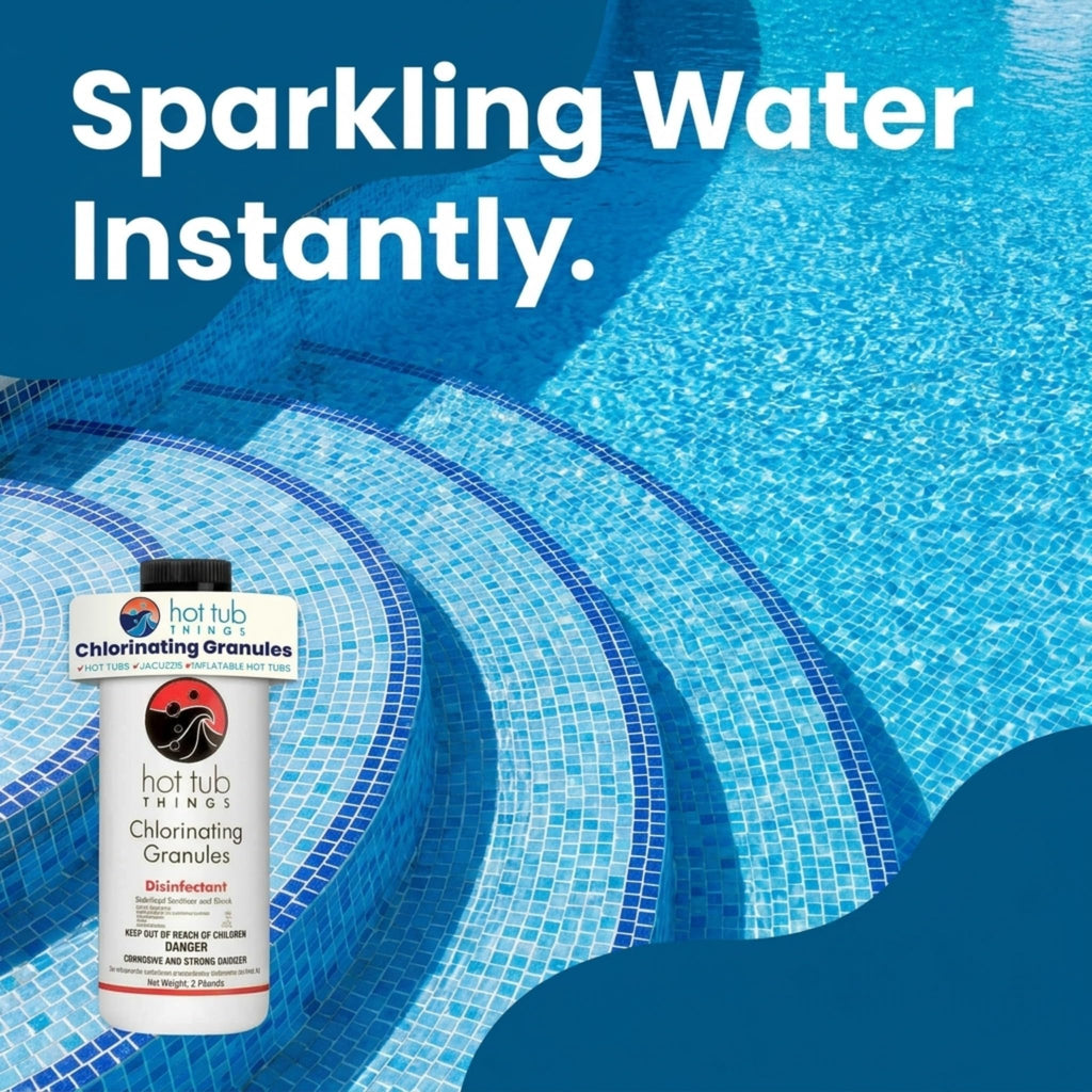 Hot Tub Things Chlorine Granules for Hot Tub & Spa, Quick-Dissolving Chlorinating Concentrate Disinfectant & Oxidizer, Pool Sanitizer & Shock Treatment for Clean Water, Sodium Dichlor Powder, 2 lbs