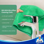MR.SIGA Microfiber Cleaning Cloths, All-Purpose Microfiber Towels, Streak Free Cleaning Rags, Pack of 12, Green, Size 32 x 32 cm(12.6 x 12.6 inch)