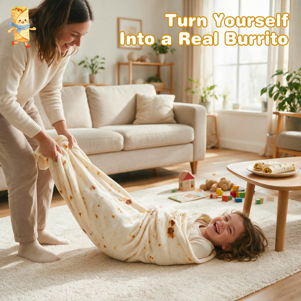LetsFunny Burrito Tortilla Throw Blanket, Funny Realistic Food Blanket,47in