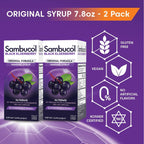 Sambucol Black Elderberry Syrup - Black Elderberry Liquid, Immune Support for Kids and Adults, High Antioxidants, Gluten Free - Original Formula - 7.8 Fl Oz, 2-Pack