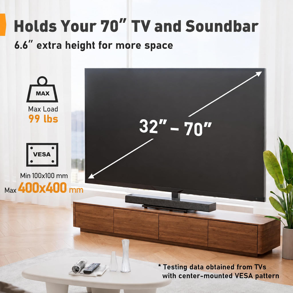 Perlegear Universal Swivel TV Stand Base for 32–70 inch TVs to 99lbs