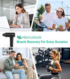 Medcursor Massage Gun - High Intensity Brushless Motor, Handheld Percussion Deep Tissue Massager with 6 Massage Heads for Sore Muscle and Stiffness, Gifts for Father/Dad (Black)