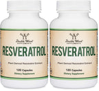 Resveratrol Supplement 500mg Per Serving, 120 Capsules (Resveratrol Polygonum Root Extract Providing 50% Trans Resveratrol) Healthy Aging Support by Double Wood (Pack of 2)
