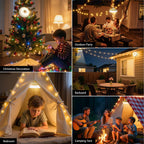 MDCMLKS Camping String Lights, 4 in 1 Portable Camping Light Rechargeable, 8 Lighting Modes, USB Charging, Quick Storage, 32.8FT Waterproof Tent Lights String for Camping, Hiking, Yard, Christmas
