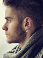 Hicarer 20 Pcs Men Dangle Earrings Stainless Steel Huggie Hoop Drop,Silver
