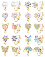 THUNARAZ 10Pairs Clip On Earrings for Women Lightweight Gold Non Pierced