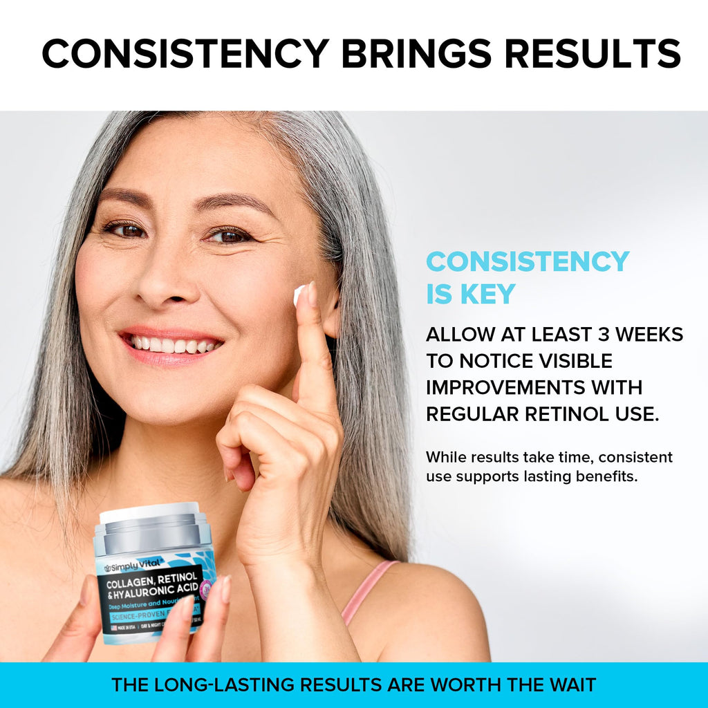 Anti-Aging Face Moisturizer with Retinol, Collagen & Hyaluronic Acid - Made in USA - Moisturizer Face Cream for Women & Men - Firming & Hydrating Neck Cream - Day & Night Skin Care - 2-Pack
