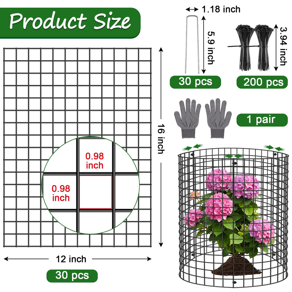 Aifanss 30 Pcs Plant Protectors from Animals, 16x12 Inch Large Metal Plant Cages Chicken Wire Cloche with Zip Ties and Stakes to Keep Animals Out, Garden Vegetables Shrubs Protection Bunny Barricades