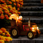 YUETJIN Solar Lighted Squirrel's Farm Tractor Statue
