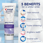 Crest 3D White Brilliance Toothpaste, Luminous Purple, 4.6 oz (Pack of 3), Whiter Teeth in 3 Days, Anticavity Fluoride Toothpaste for 24 Hour Stain Prevention