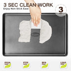 HONGBAKE 2 Pack Half Sheet Pan Set, 1/2 Cookie Sheets for Baking with Diamond Texture, 17.5" x 12" Large Baking Sheets Non Stick, Non Toxic Oven Trays for Cooking, 57% Thicker Carbon Steel, Dark Gray