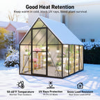 6x8 FT Greenhouse with Hygrometer, Windproof Warm Plant Green Houses