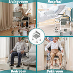 Littneo Bedside Commode with Wheels, Shower Wheelchair with 300 LBS Weight Capacity, Portable Toilet with Bucket for Elderly and Disabled