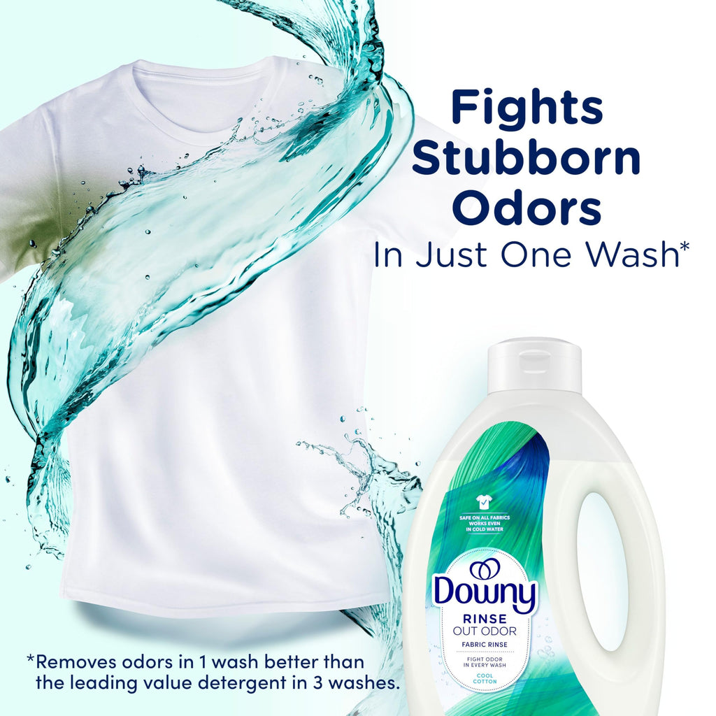 Downy Rinse Laundry Odor Remover, Cool Cotton Scent, 62 fl oz, Fabric Softener and Laundry Odor Removal Rinse, Fights Odors at the source, HE Compatible