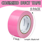COSIMIXO 5-Pack Pink Heavy Duty Duct Tape, 2 inches x 30 Yards, Strong, Flexible, No Residue, All-Weather and Tear by Hand - Bulk Value for Repairs, Industrial, Professional Use