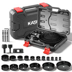 KATA Hole Saw Kit, 24PCS Hole Saw Set with 3/4"-6"(19-152mm) Multi-Size Saw Blades, Precision Hole Saw Drill Bit Kit with Mandrels & Solid Storage Case Cutting for Drywall, Soft Wood, PVC, Plastic