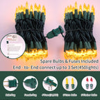 LAMPHOME Super-Bright Extendable Yellow Christmas Lights Decoration 150Lights 31.9ft UL Certified Mini Bulb String Light Set for Outdoor Christmas Tree Garden Holiday Party Patio Wedding Garland Decor