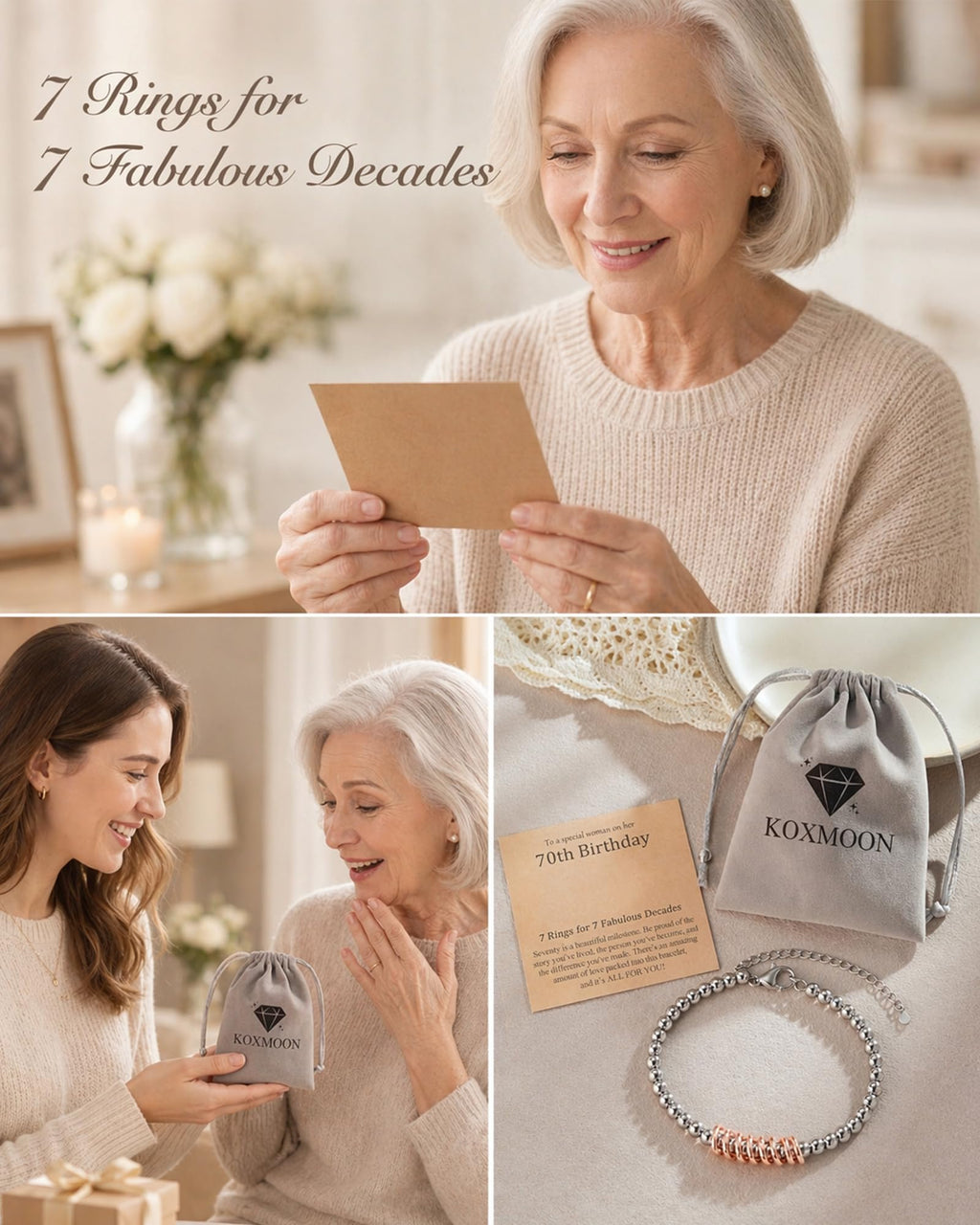 70th Birthday Gifts for Women Her, Happy 70th Birthday Bracelet Decorations