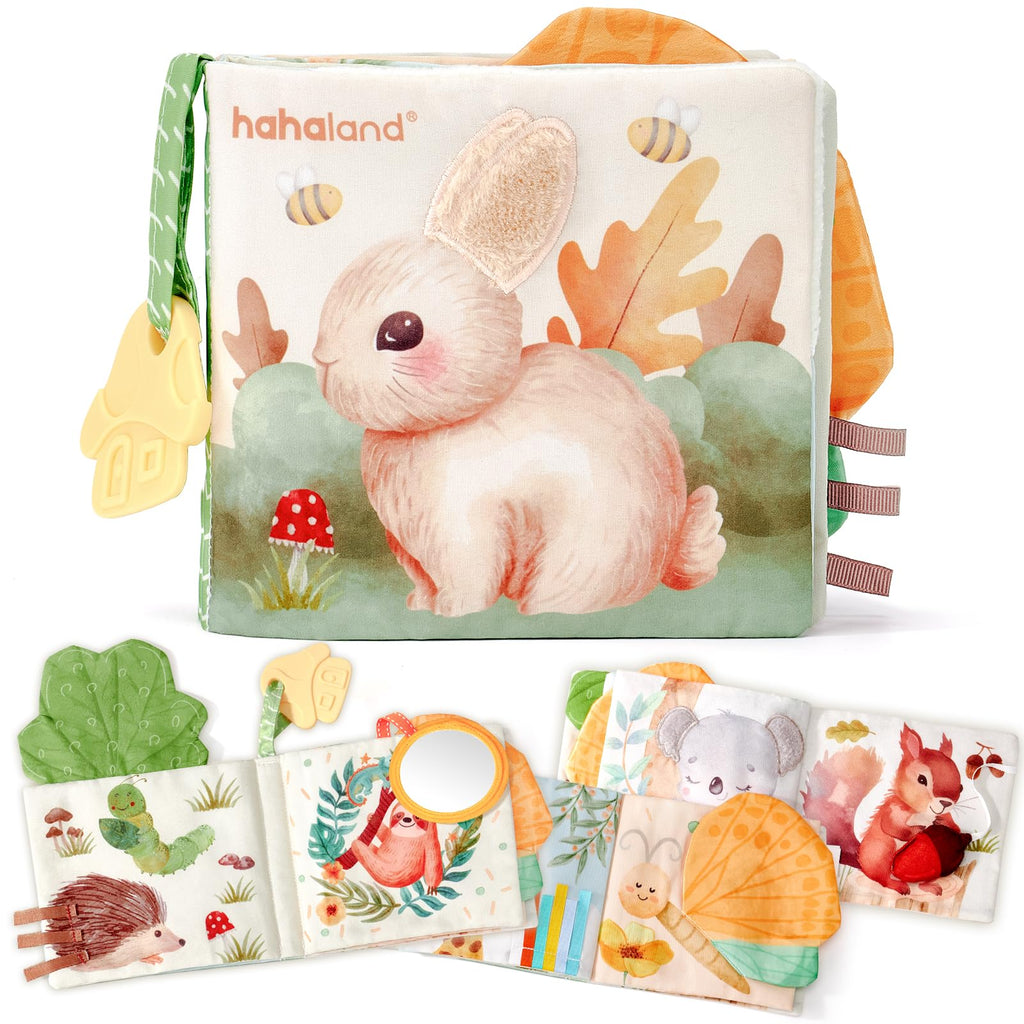 hahaland Baby Books 0-6 Months, Tummy Time Sensory Toys 6 to 12 Month Touch Feel Crinkle Book for Boys Girl 0 3 6 9 12 Month Travel Toys Christmas Birthday Gifts Stocking Stuffers