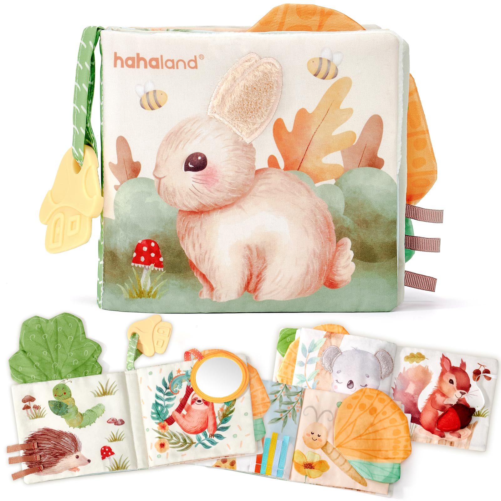 hahaland Baby Books 0-6 Months, Tummy Time Sensory Toys 6 to 12 Month Touch Feel Crinkle Book for Boys Girl 0 3 6 9 12 Month Travel Toys Christmas Birthday Gifts Stocking Stuffers