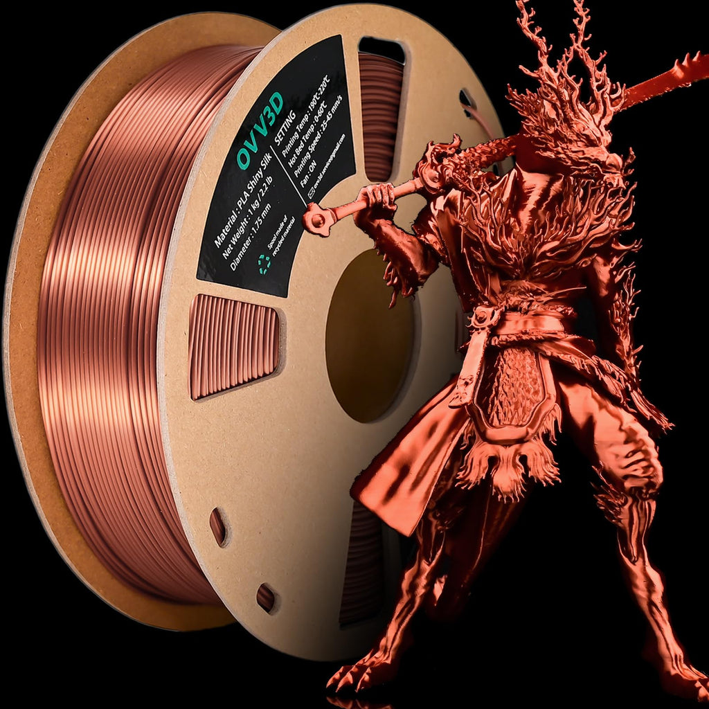OVV3D Silk PLA Filament 1.75mm 3D Printer Filaments, Upgrade Silk Coffee Gold Filament for Most FDM 3D Printer, Metal 3D Printing Filament, 3D Filament 1.75 +/- 0.02mm, 2.2lbs / 1kg
