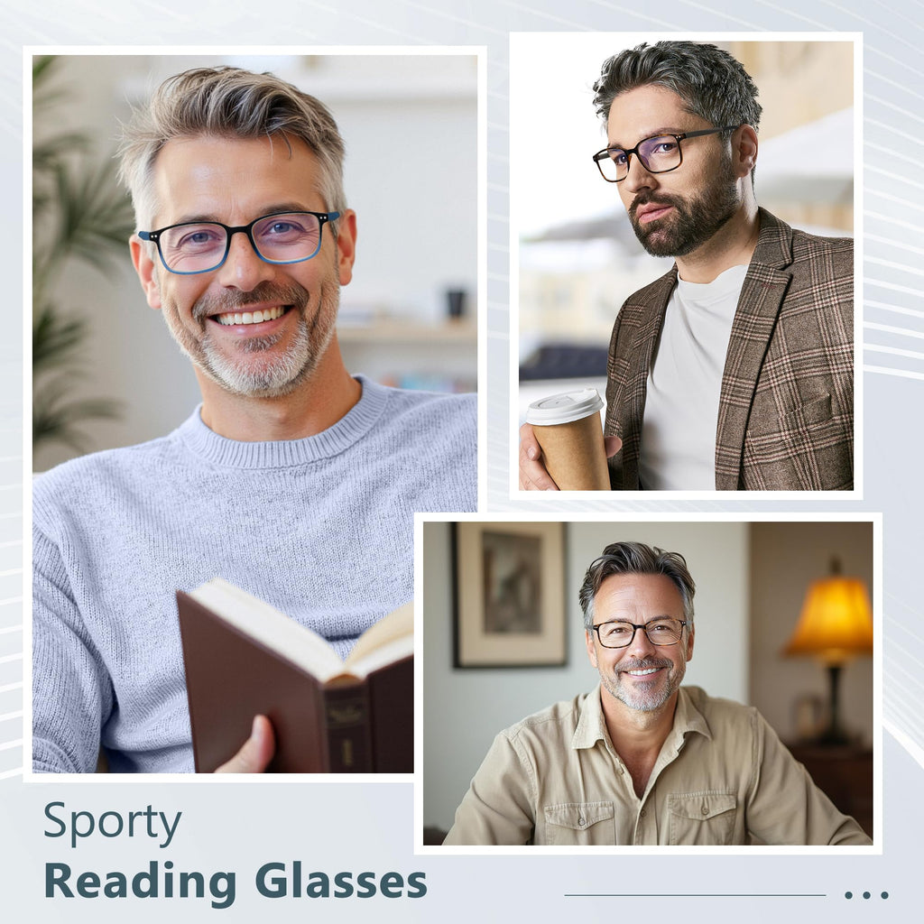 EASY READ 2 Pack TR90 Reading Glasses for Men,Sporty Rectangular Blue Light Blocking Readers with Spring Hinge(Magnification 2.25,Tortoise/Gradient Blue)
