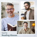 EASY READ 2 Pack TR90 Reading Glasses for Men,Sporty Rectangular Blue Light Blocking Readers with Spring Hinge(Magnification 2.25,Tortoise/Gradient Blue)