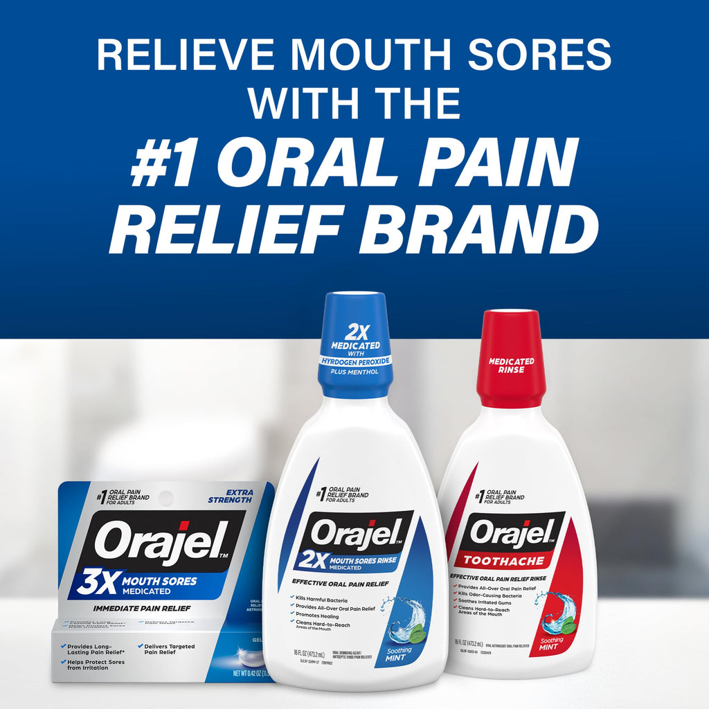 Orajel 3X for Mouth Sores: Maximum Strength Gel Tube 0.42oz- from #1 Oral Pain Relief Brand