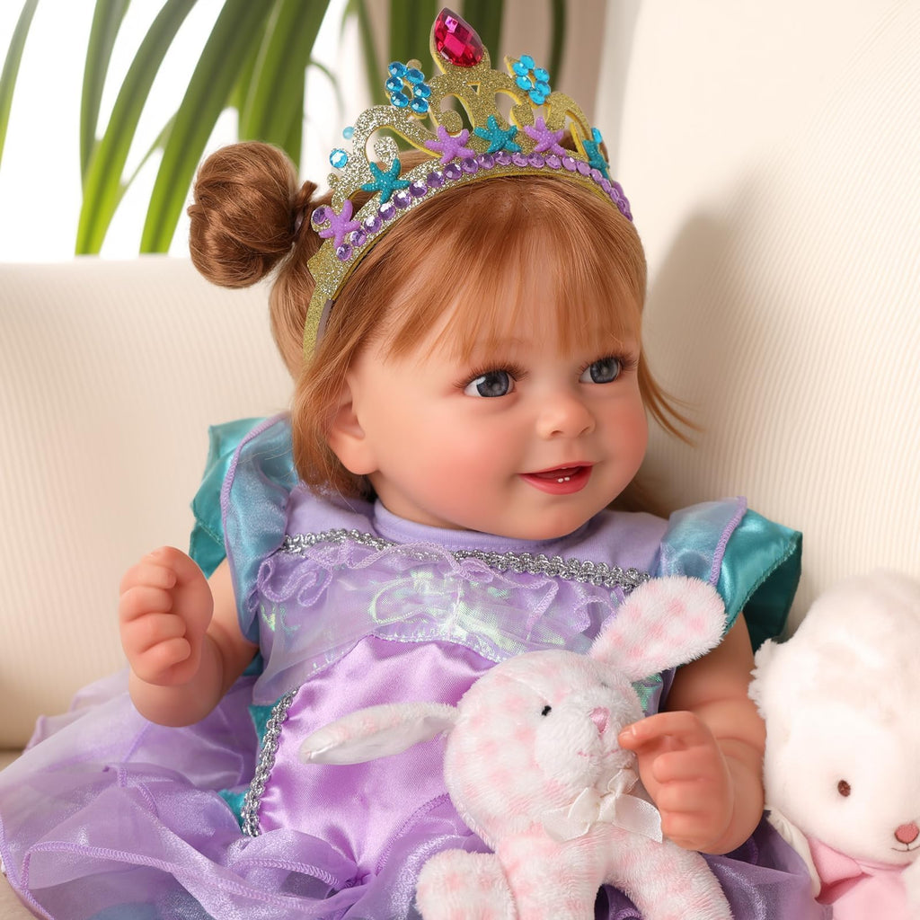 BABESIDE Lifelike Reborn Baby Dolls Dara - 18 Inch Realistic-Newborn Baby Doll Brown Hair Girl Handmade Real Life Toddler Dolls with Clothes and Toy Accessories Gift for Kids Age 3+