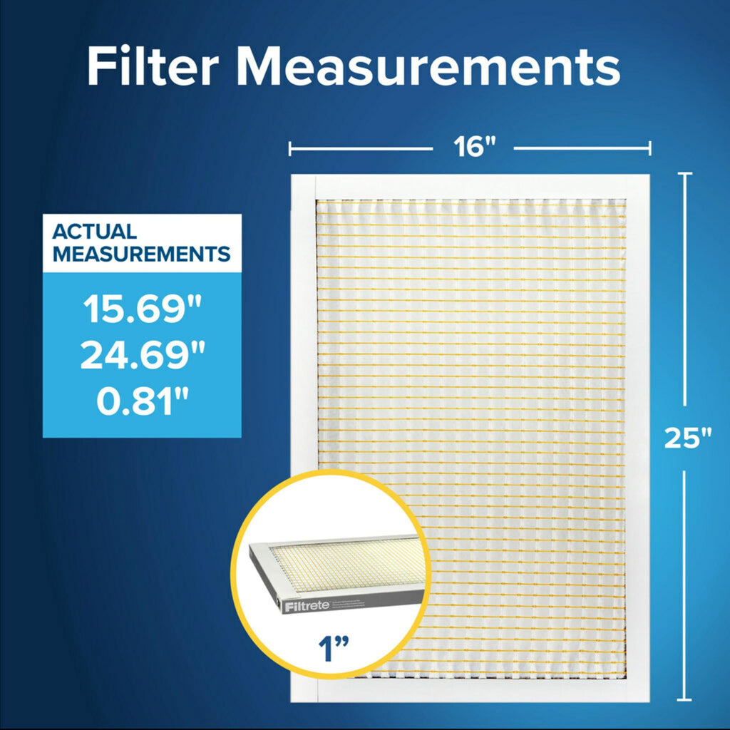 Filtrete 16x25x1 Air Filter, MERV 5, MPR 300, 6 HVAC Filters