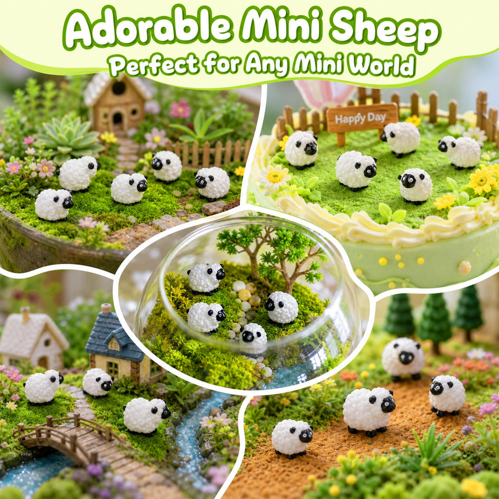 Bbiamsleep 105 Pcs Mini Sheep Figurines Miniature Plastic Sheep Figurines