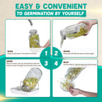 2000ml(68oz) LARGE SIZE Seed Sprouting Mason Jar Kit with Stand, Drain Tray