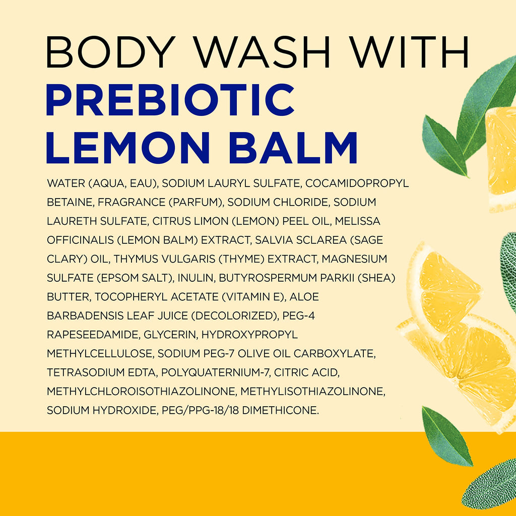 Dr Teal's Body Wash with Pure Epsom Salt, with Prebiotic Lemon Balm & Sage, 24 fl oz (Pack of 4)