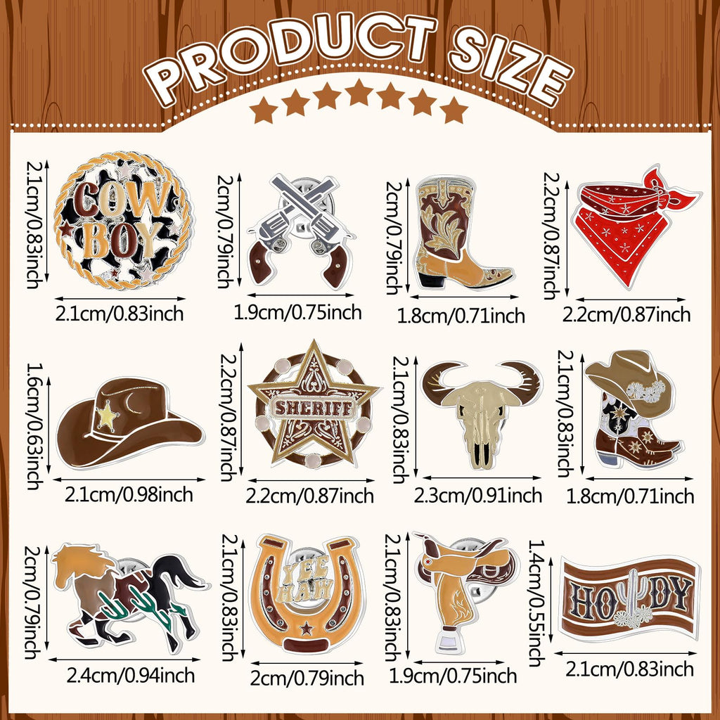 Landical 60 Pcs Western Lapel Enamel Pins Bulk Silly Goose Derby Horse Camping Coastal Cowgirl Cowboy Hat Pins for Clothing Bag Truck Hat Decor Jewelry Party Favors Gift(Cowboy)