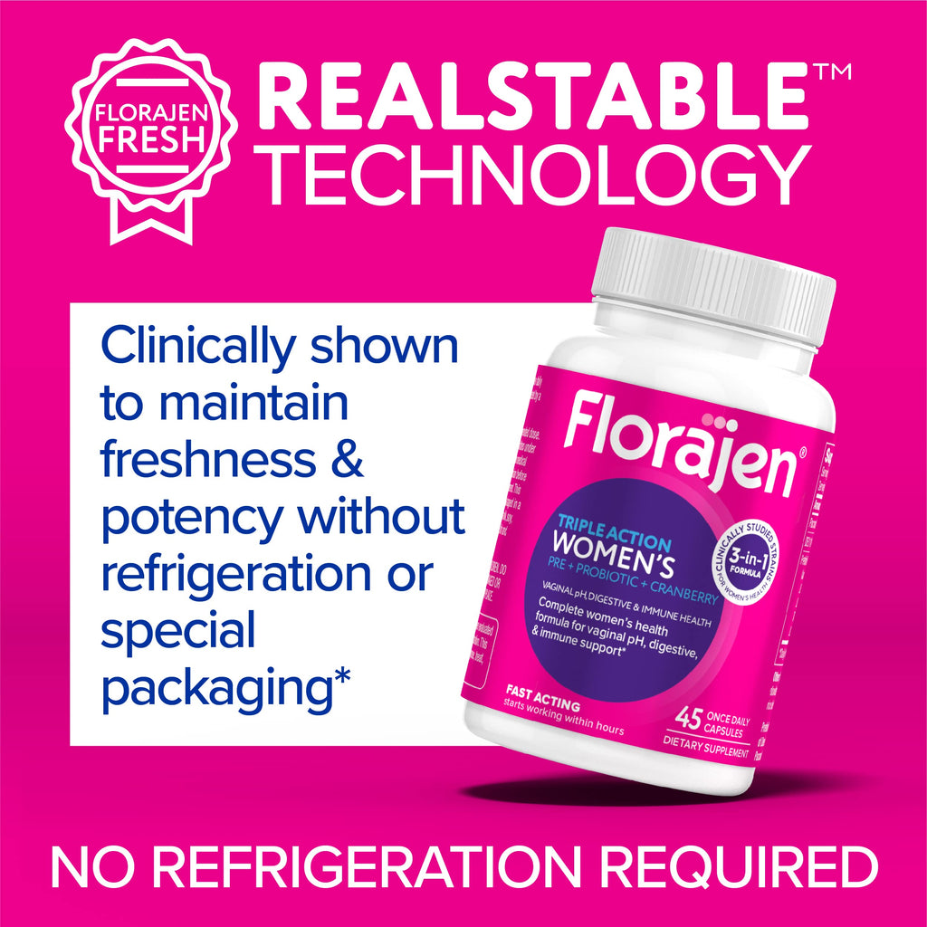 Florajen Women's Probiotic - Prebiotic & Cranberry Supplement for Vaginal Health, Immune Support, & Digestive Wellness - 30-Count