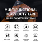 TARPAL Tarp 12x12 Feet Large Tarps Heavy Duty Waterproof 10mil Multipurpose Protective Cover Waterproof,Snow or UV Protection,Durable Reinforced Edges(Brown/Black)