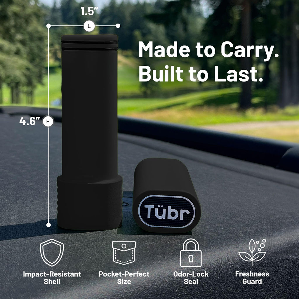TUBR Kingz Premium Storage Unit - Odor Proof, Airtight, Waterproof Case for 4 Pre-Rolls, Cigarillo - Portable Crush-Resistant BPA-Free Container, Carrying Storage for Travel, Parties, Daily (Raven)
