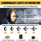 MZREXN 14.5" Flat-Free Wheelbarrow Tire and Wheel 4.00-8" Solid Tire