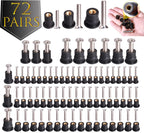 WEDAMER 72 Pairs M4 M5 M6 Neoprene Well Nuts with Stainless Steel Screw M5 Rubber Well Nuts Kayak Brass Copper Bolts Well Nut Kit for Kayak Motorcycle Boat Marine Windscreen Accessories (M4 M5 M6)