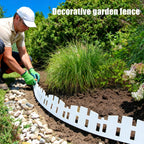 Garden Edging 33FT LOLEDE, 4.6IN Tall White Landscape Edging Border with 60 Stakes, Flexible Plastic Lawn Edging for Yard, Flower Beds,Tree Rings, Walkways & Garden Borders（Square-White）