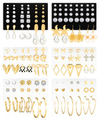 84 Pairs Gold Stud Earrings Set for Women Multipack, Fashion Pearl Cubic Zirconia Butterfly Earrings Packs Piercings, Hypoallergenic Stud Hoops Earrings for Gift (Style08-gold)