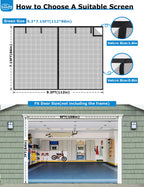innhom Magnetic Garage Door Screen for 1 Car Garage, 9x7 FT Double Door Magnetic Closure Mesh with 36 Magnets, Fits Door up to 110"x84" Black
